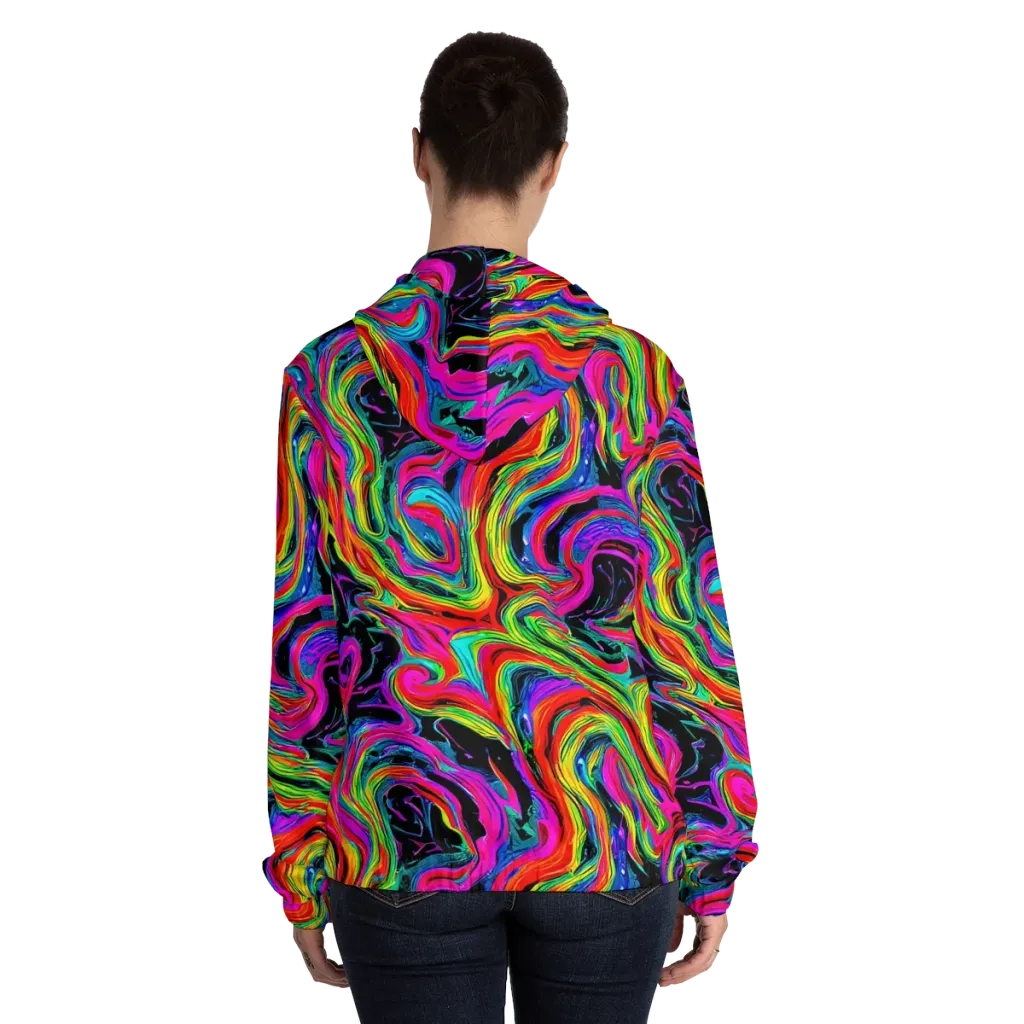 Fluorescent Current on Women's Full-Zip Hoodie — Back On Person