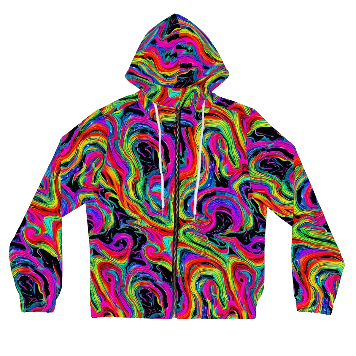 Fluorescent Current on Women's Full-Zip Hoodie — Front