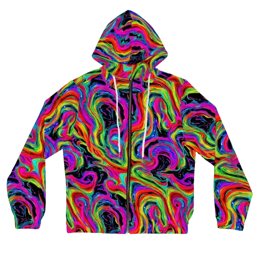 Fluorescent Current on a Women's Full-Zip Hoodie