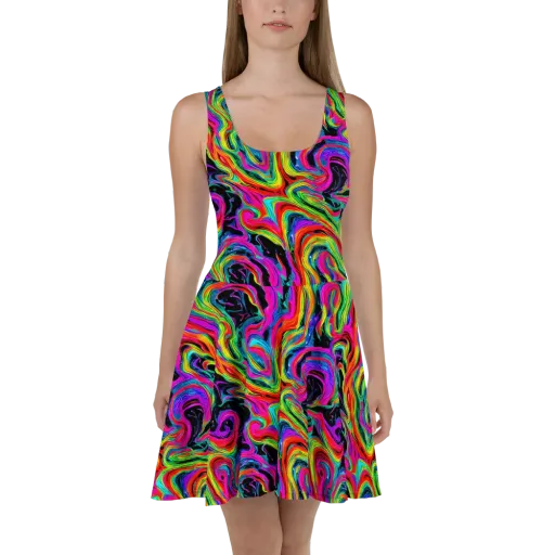 Fluorescent Current on a Skater Dress