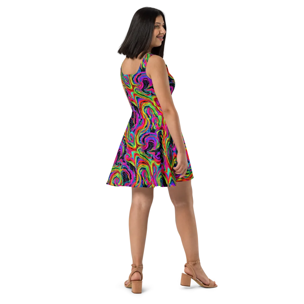 Fluorescent Current on Skater Dress — Right