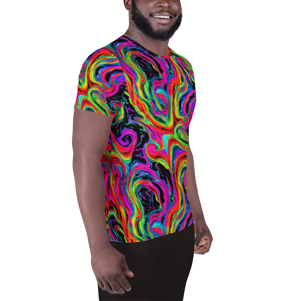 Fluorescent Current on Men's Athletic T-Shirt — Right