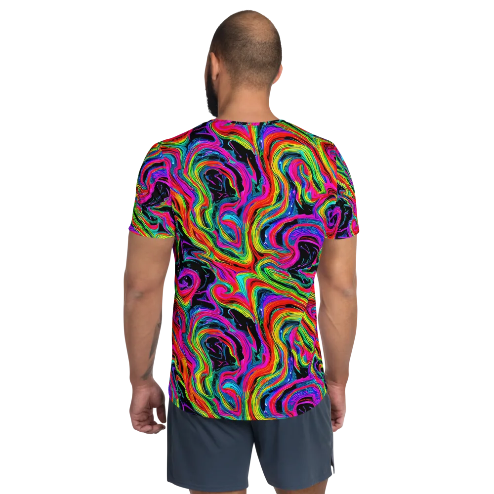 Fluorescent Current on Men's Athletic T-Shirt — Back