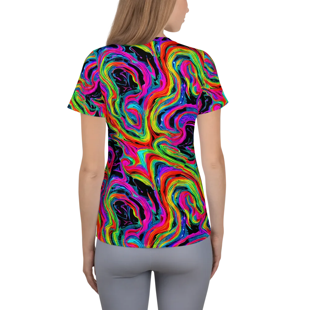 Fluorescent Current on Women's Athletic T-Shirt — Back