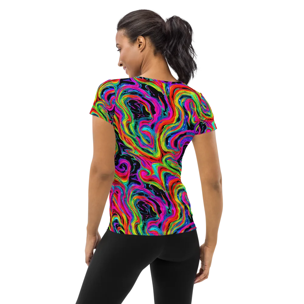 Fluorescent Current on Women's Athletic T-Shirt — Back
