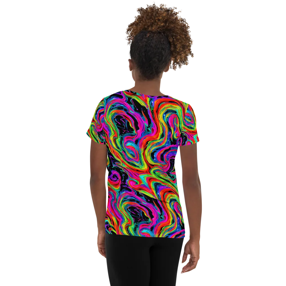 Fluorescent Current on Women's Athletic T-Shirt — Back