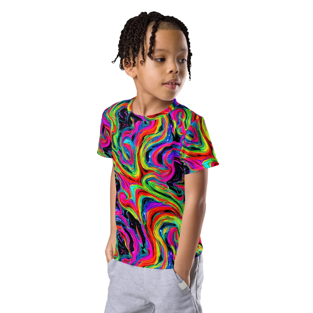 Fluorescent Current on Kids Crew Neck T-Shirt — Left Front
