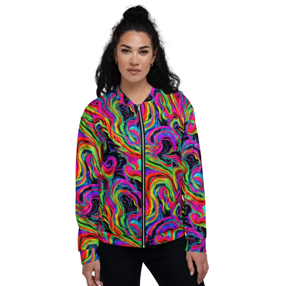 Fluorescent Current on Bomber Jacket — Front