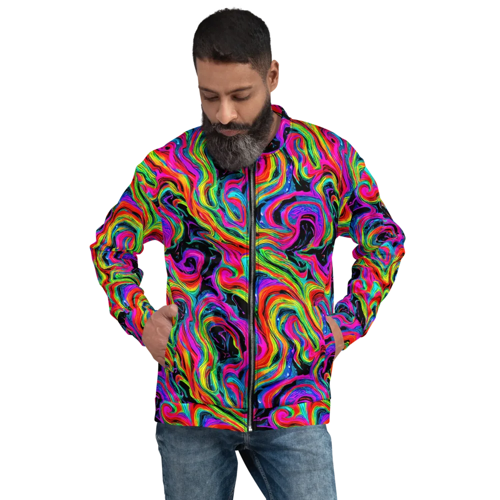 Fluorescent Current on Bomber Jacket — Front