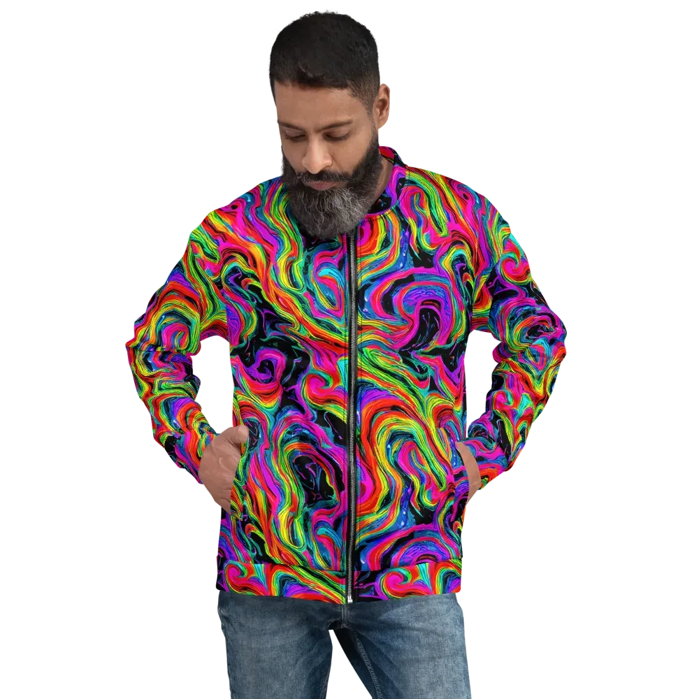 Fluorescent Current on Bomber Jacket — Front