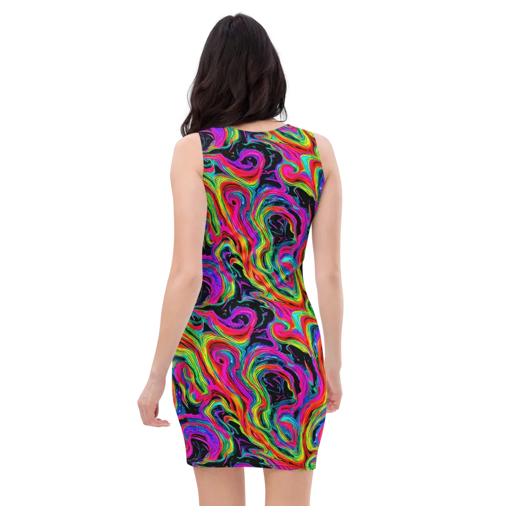 Fluorescent Current on Bodycon Dress — Back