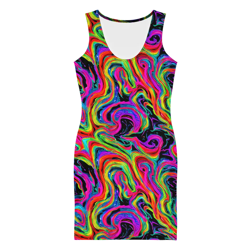 Fluorescent Current on Bodycon Dress — Front