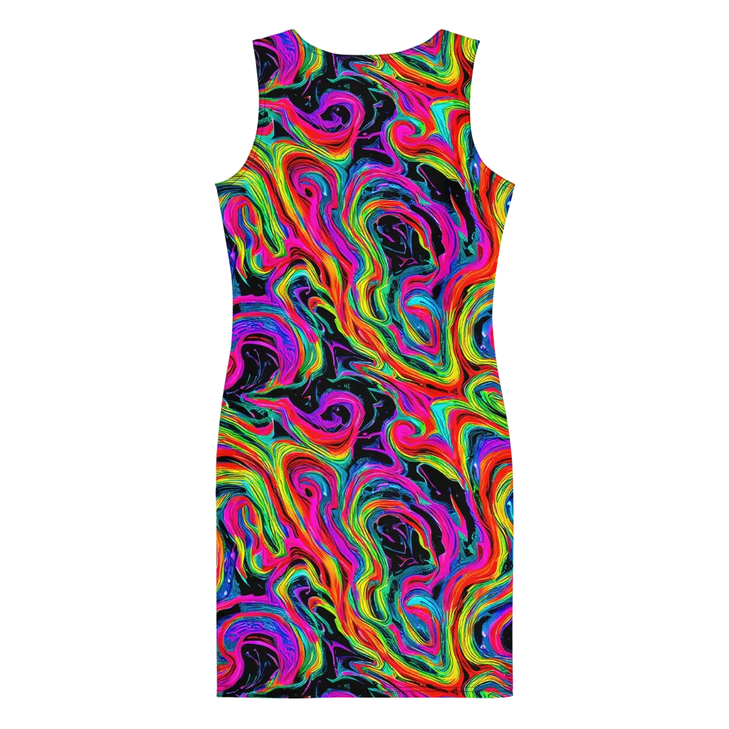Fluorescent Current on Bodycon Dress — Back