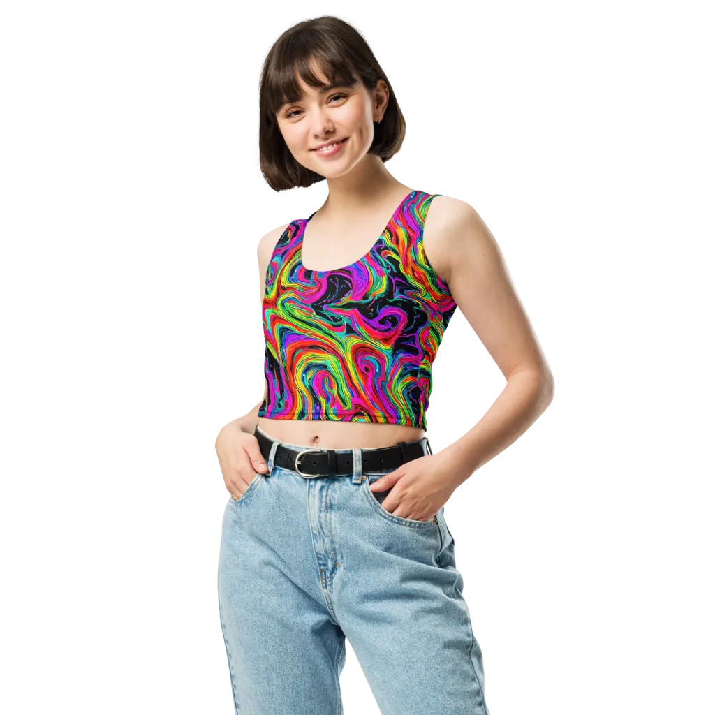 Fluorescent Current on Crop Top — Front