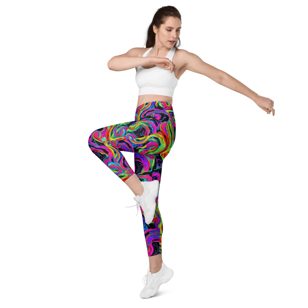 Fluorescent Current on Leggings with Pockets — Left Front