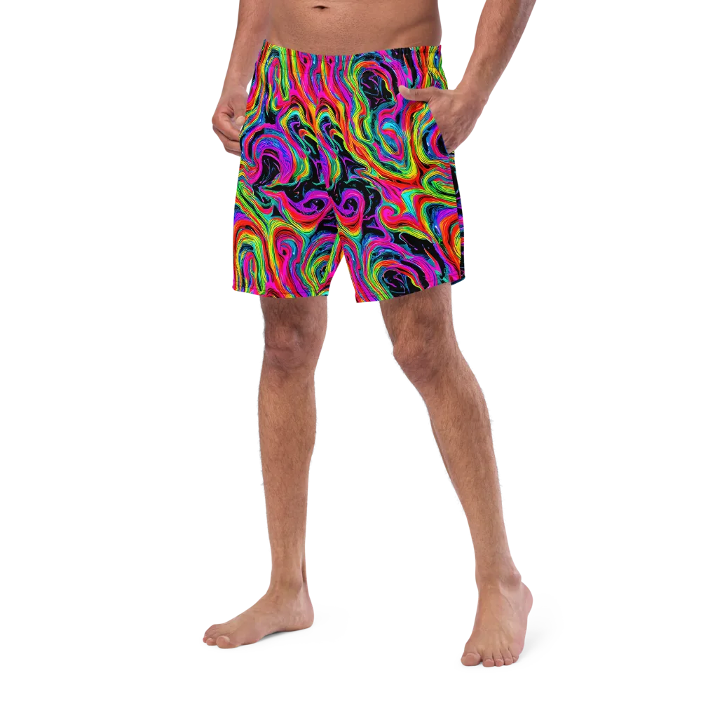 Fluorescent Current on Swim Trunks — Left Front