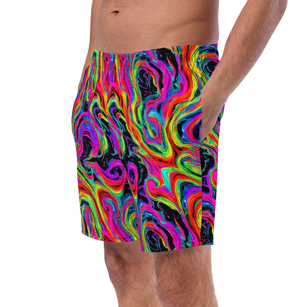 Fluorescent Current on Swim Trunks — Left Front