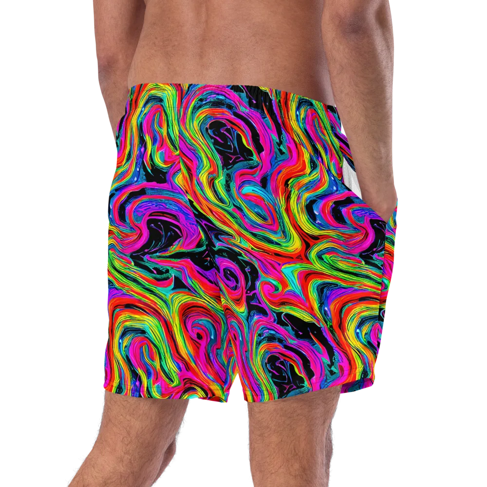 Fluorescent Current on Swim Trunks — Right Back