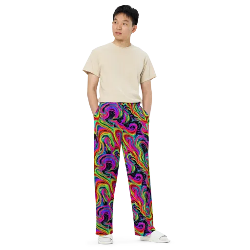 Fluorescent Current on a Wide-Leg Pants