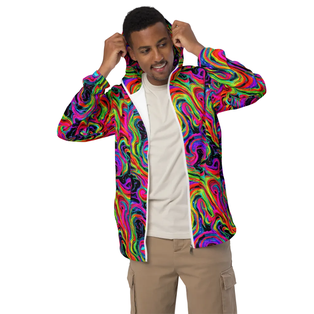 Fluorescent Current on Men's Windbreaker — Front