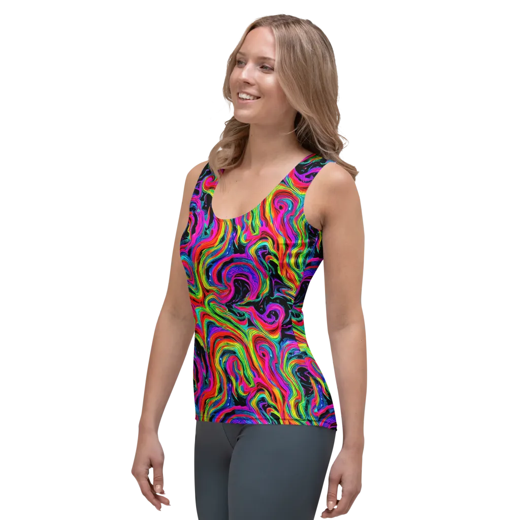 Fluorescent Current on Women's Tank Top — Left Front