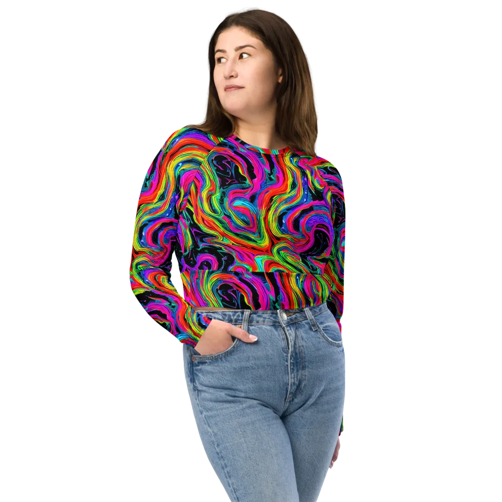 Fluorescent Current on Long Sleeve Crop Top — Front