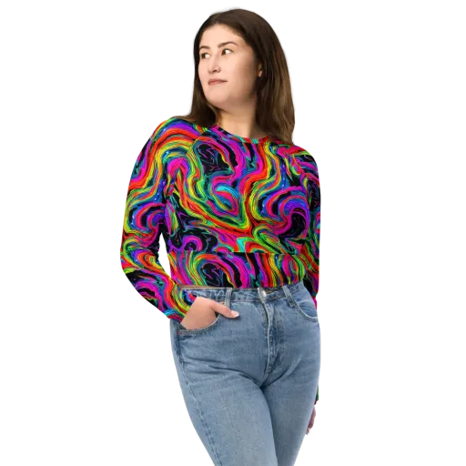 Fluorescent Current on a Long Sleeve Crop Top
