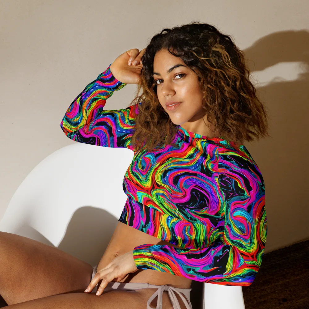 Fluorescent Current on Long Sleeve Crop Top — Left Front