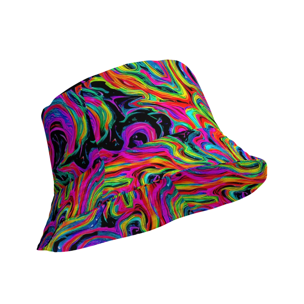 Fluorescent Current on Reversible Bucket Hat — Product details Outside