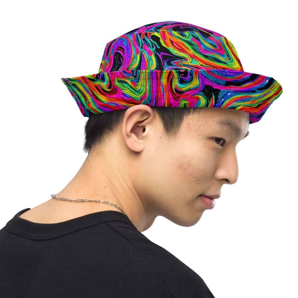 Fluorescent Current on Reversible Bucket Hat — Right Outside