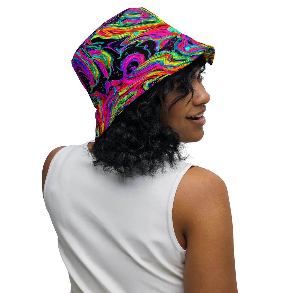Fluorescent Current on Reversible Bucket Hat — Right Outside
