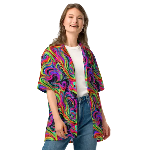 Fluorescent Current on a Button Shirt
