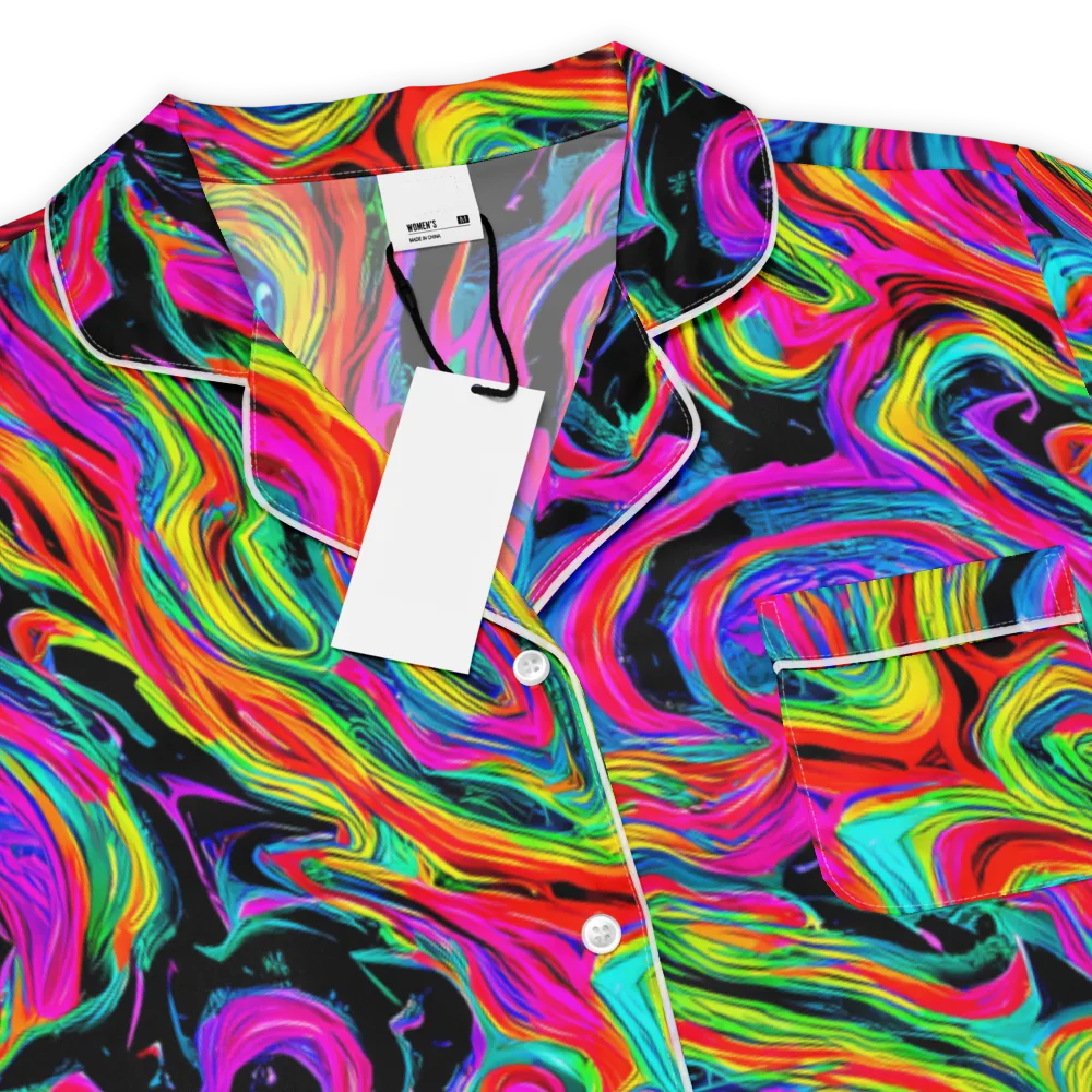 Fluorescent Current on Women's Short Sleeve Pajama Top — Product details