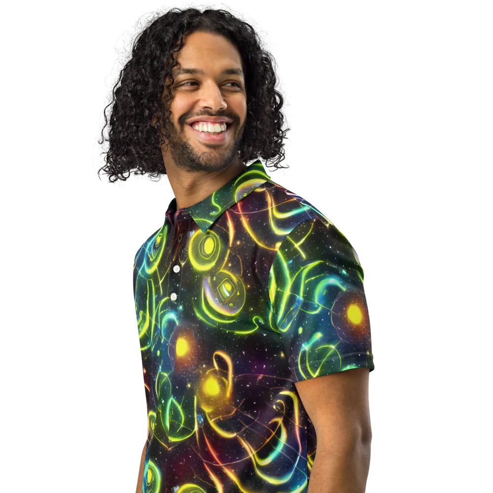 Orbiting Euphoria on Men's Slim Fit Polo Shirt — Left Front