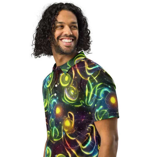 Orbiting Euphoria on a Men's Slim Fit Polo Shirt