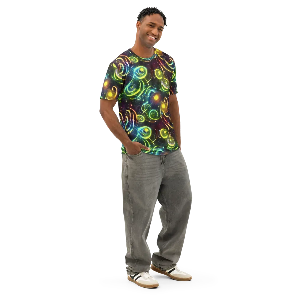 Orbiting Euphoria on Men's Cotton Crew Neck T-Shirt — Right Front