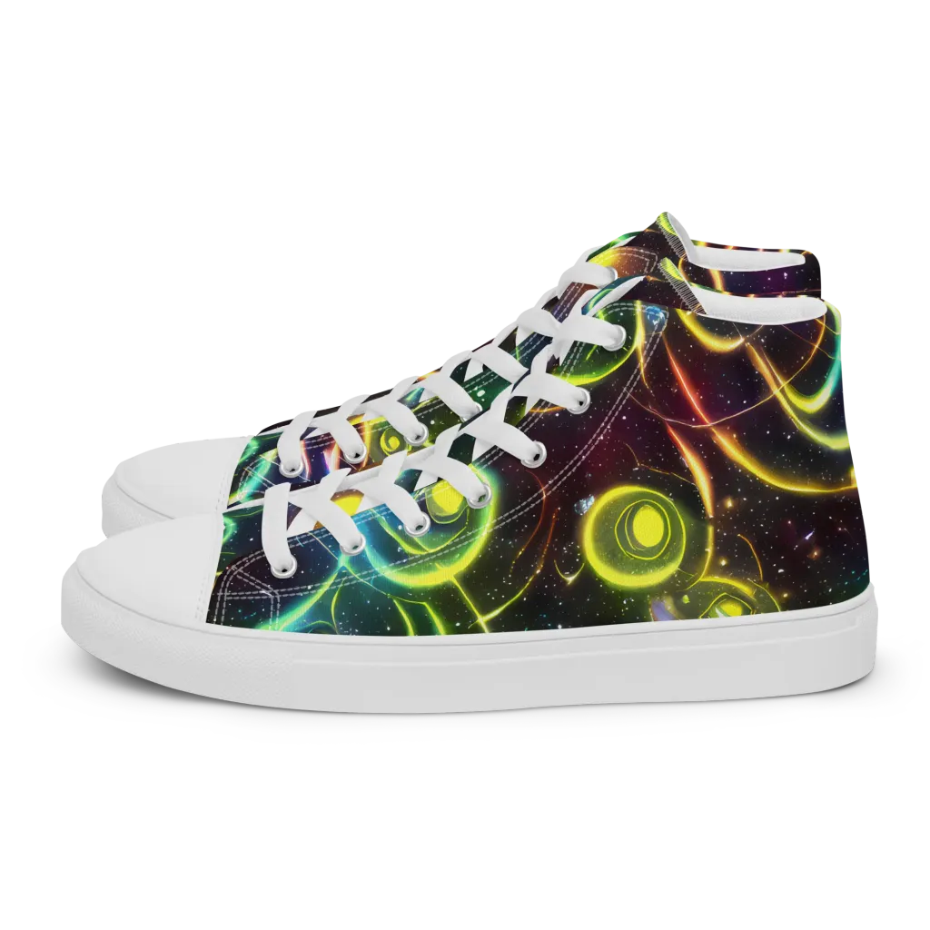 Orbiting Euphoria on Men's High Top Canvas Shoes — Left