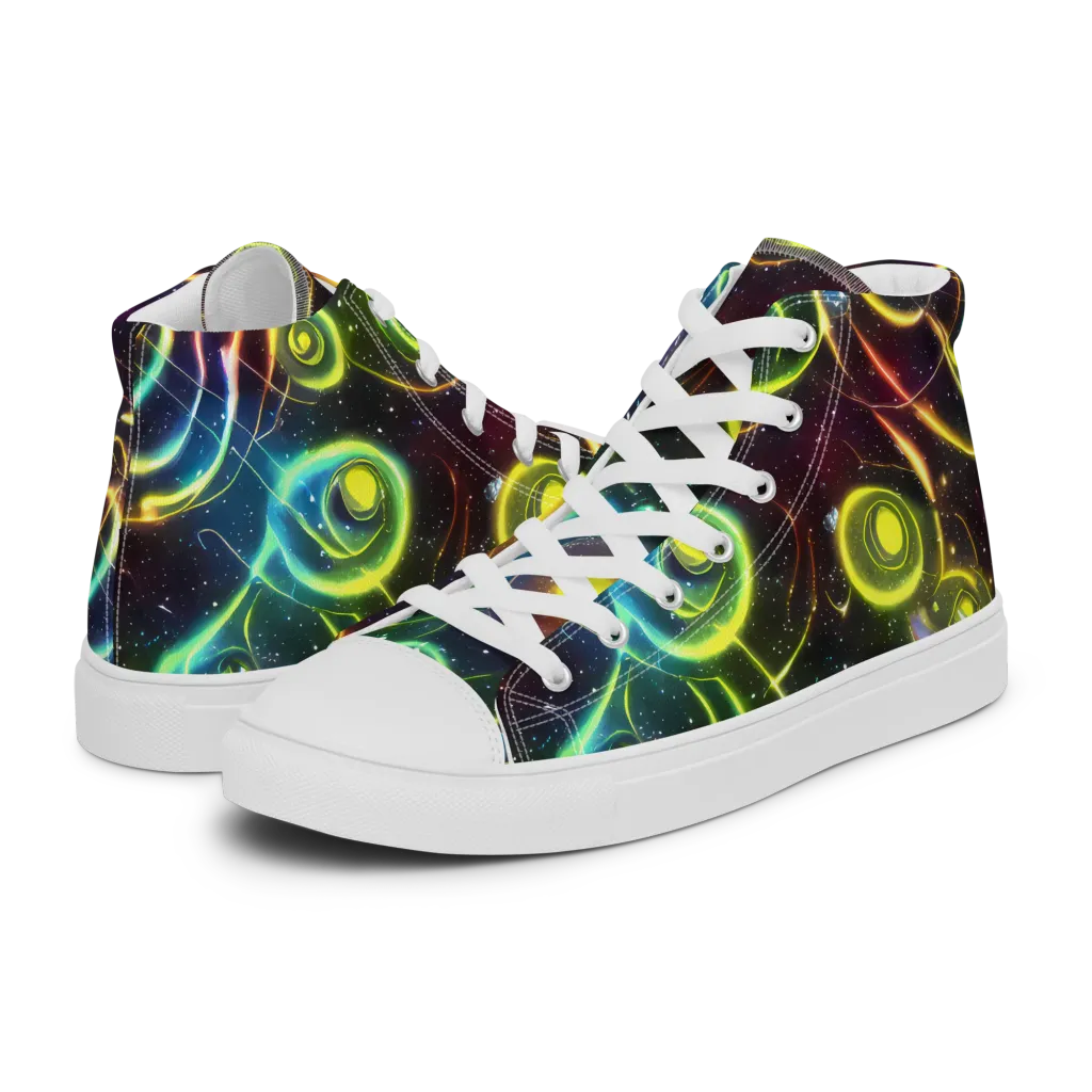 Orbiting Euphoria on Men's High Top Canvas Shoes — Left