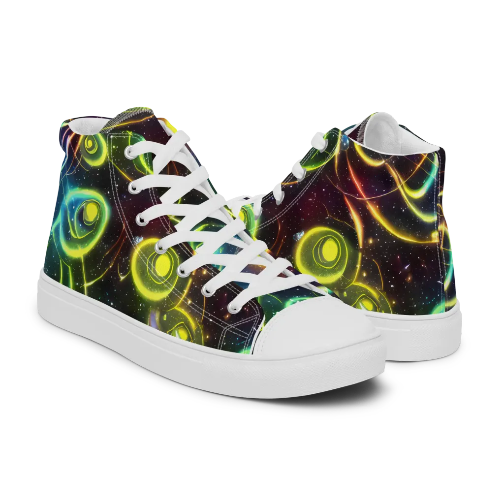 Orbiting Euphoria on Men's High Top Canvas Shoes — Right