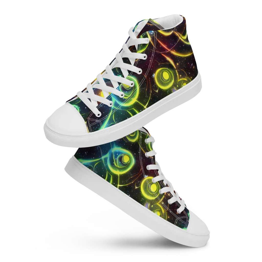Orbiting Euphoria on Men's High Top Canvas Shoes — Front