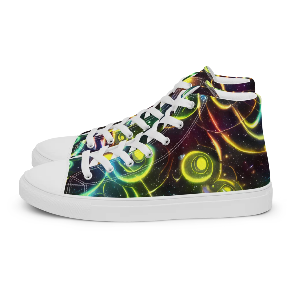 Orbiting Euphoria on Women's High Top Canvas Shoes — Left