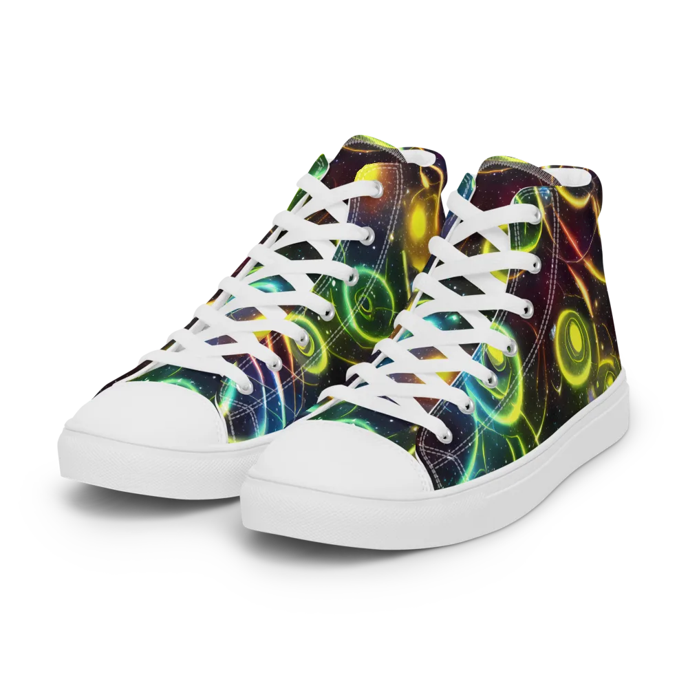 Orbiting Euphoria on Women's High Top Canvas Shoes — Left Front