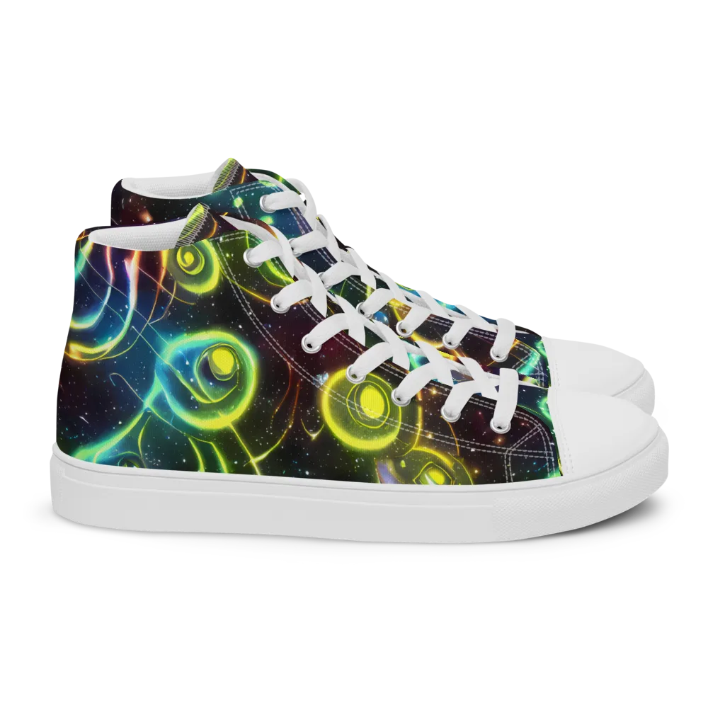 Orbiting Euphoria on Women's High Top Canvas Shoes — Right