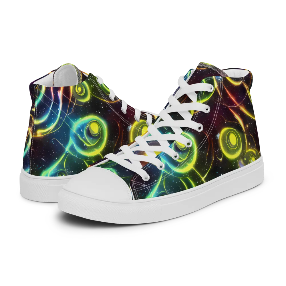 Orbiting Euphoria on Women's High Top Canvas Shoes — Left