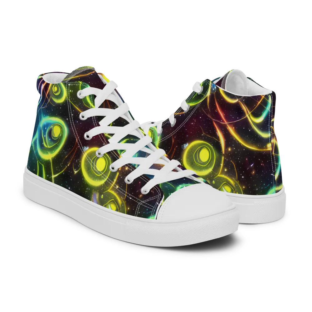 Orbiting Euphoria on Women's High Top Canvas Shoes — Right