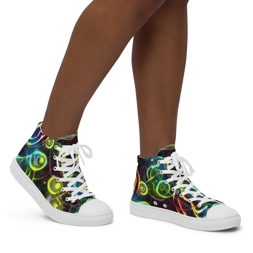 Orbiting Euphoria on Women's High Top Canvas Shoes — Right