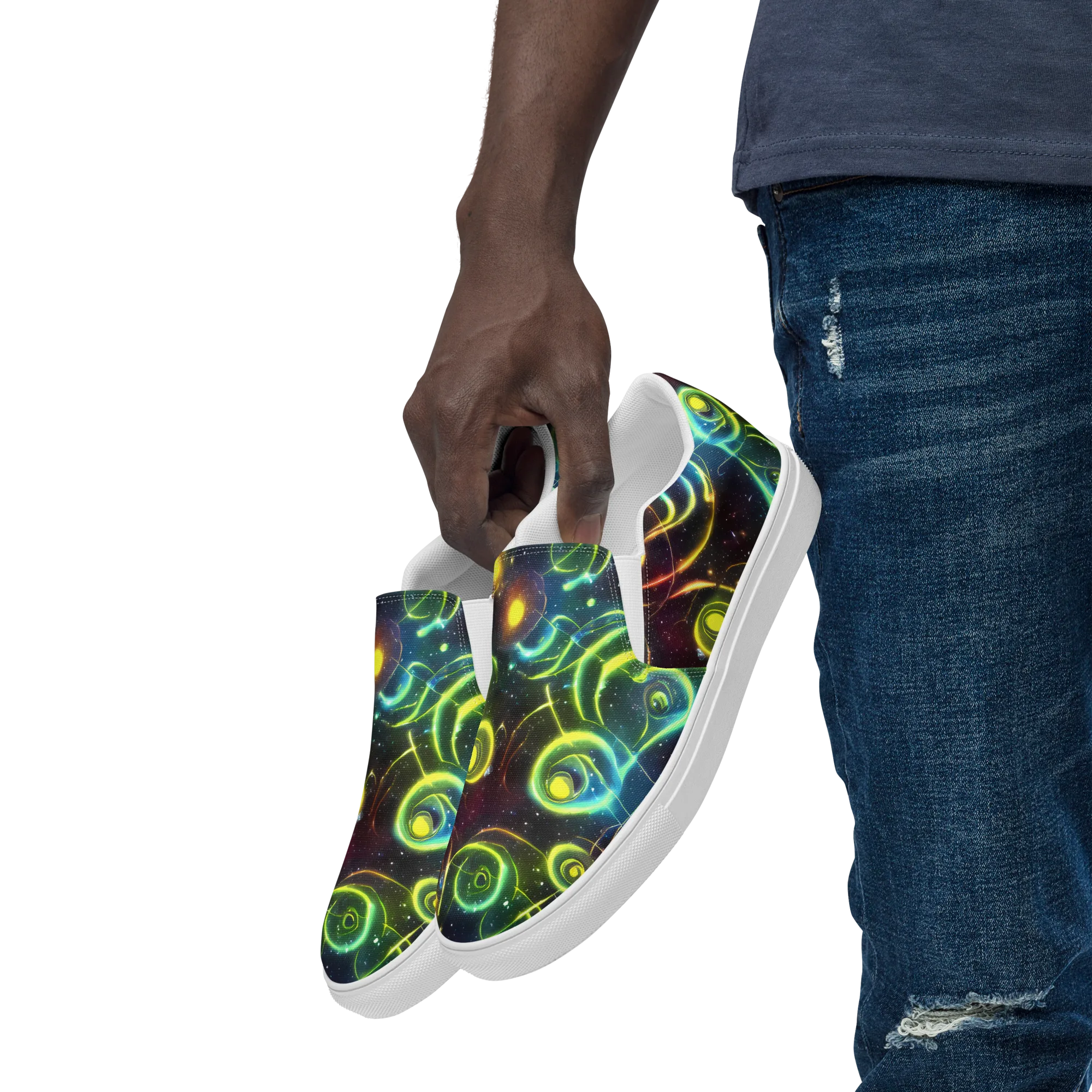 Orbiting Euphoria on Men's Slip-On Canvas Shoes — Left Front
