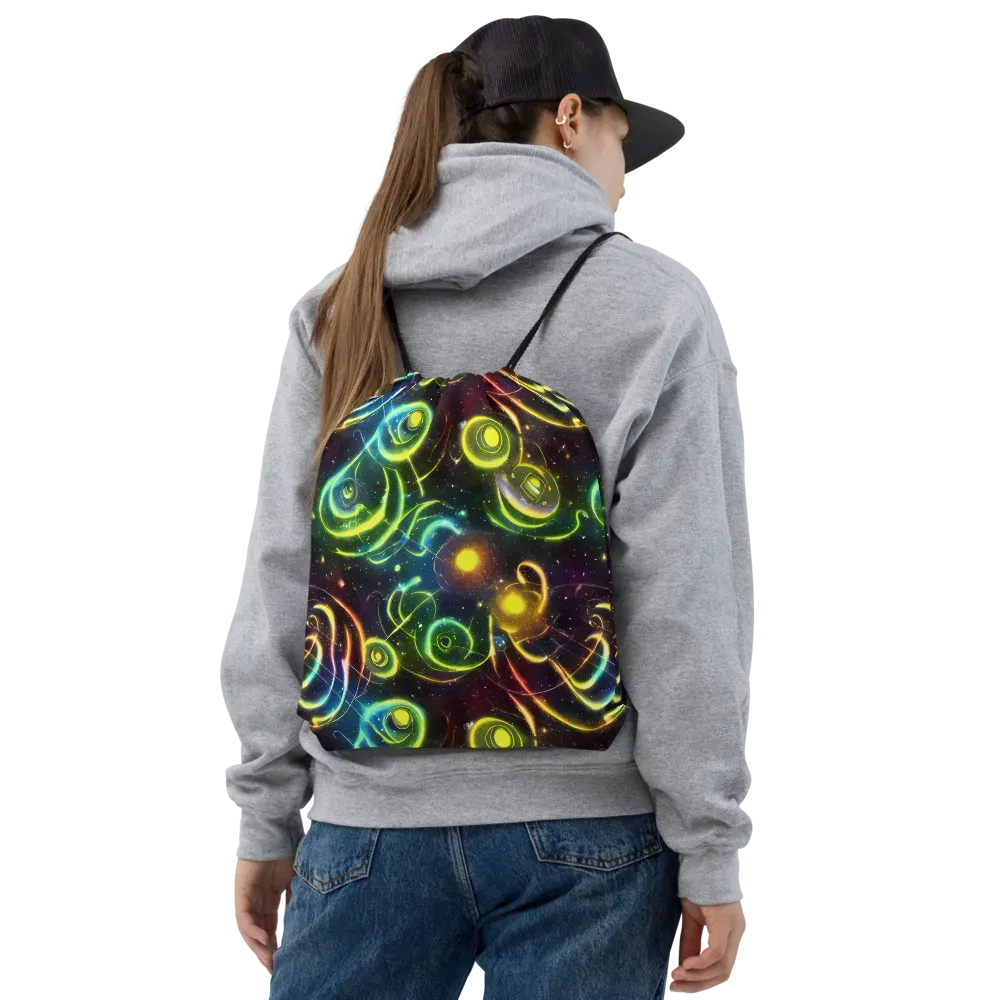 Orbiting Euphoria on Drawstring Bag — Front