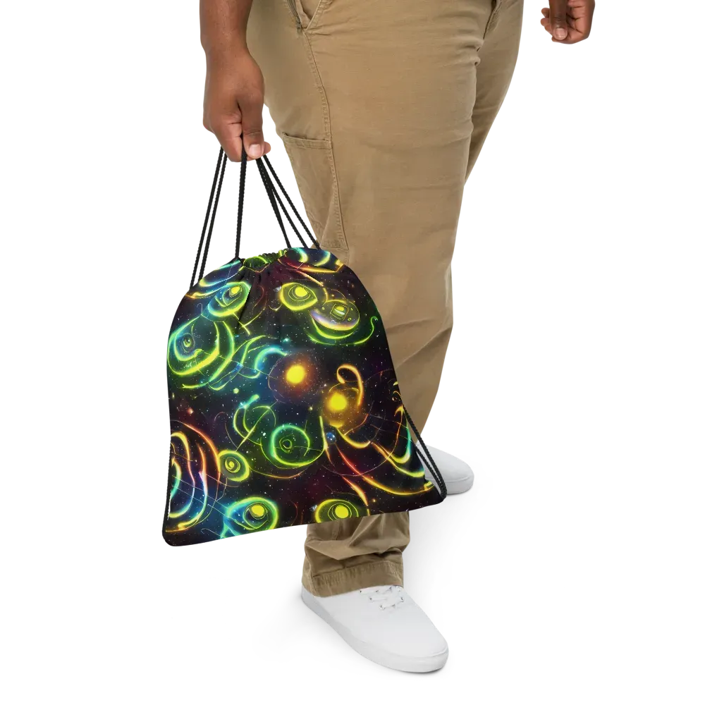 Orbiting Euphoria on Drawstring Bag — Front