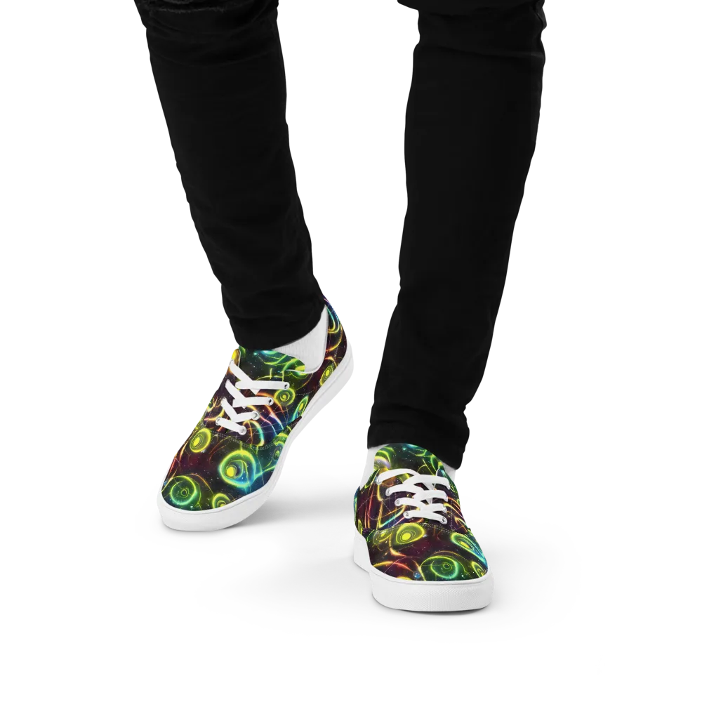 Orbiting Euphoria on Men's Lace-Up Canvas Shoes — Front